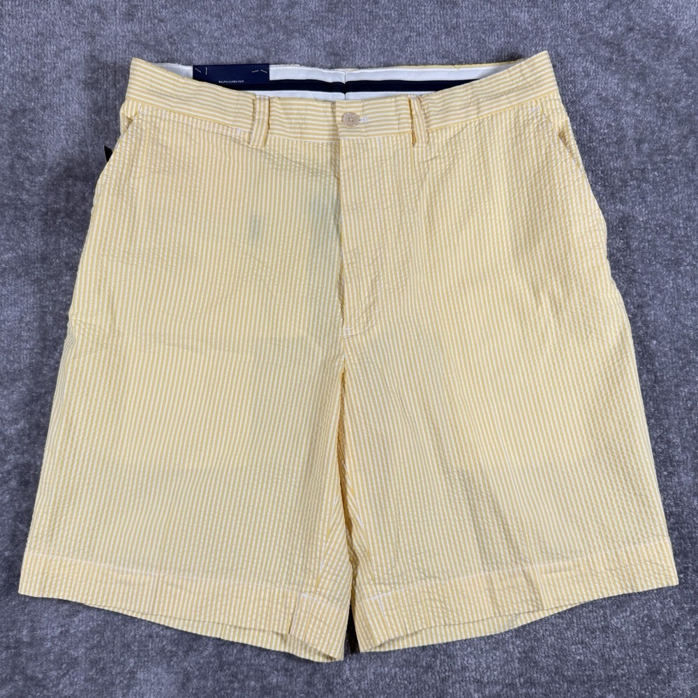 NWT Polo Golf Ralph Lauren Shorts Men's 33 Yellow Striped Seersucker Links Short